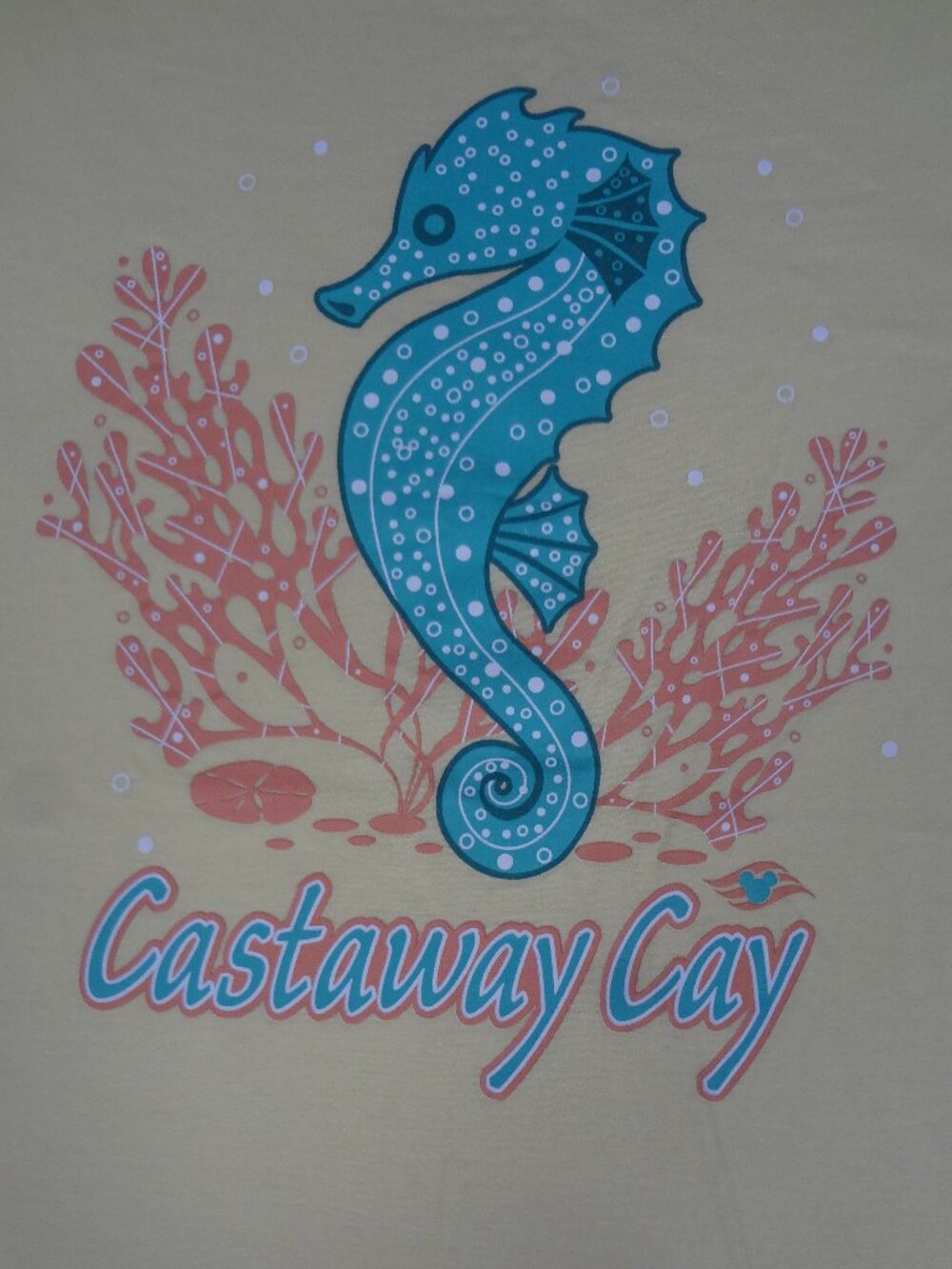 DISNEY CRUISE LINE CASTAWAY CAY SEAHORSE YELLOW SMALL WOMENS T-SHIRT M76